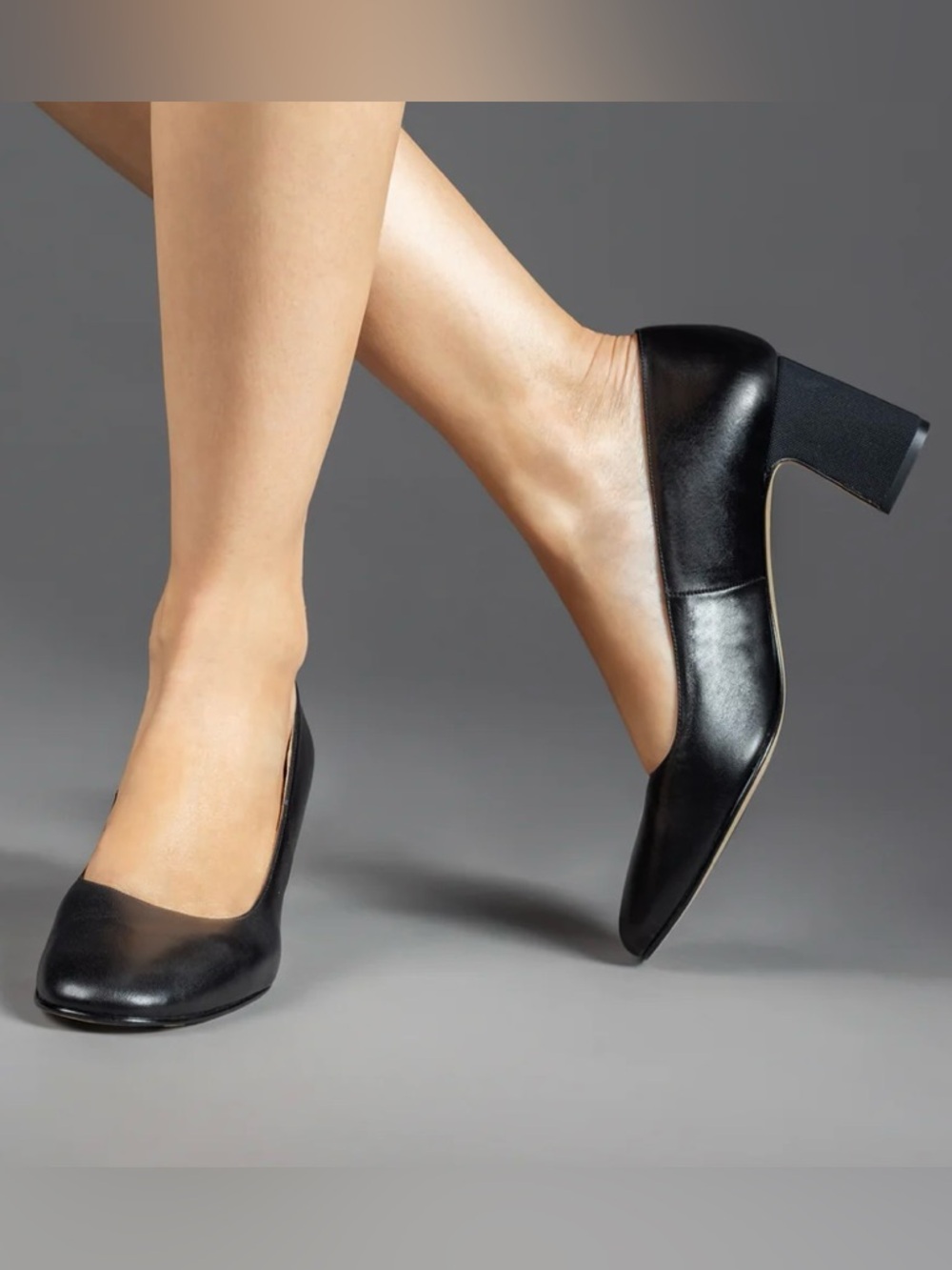 Antonia Saint NY Mid High Heel Pump 8.5 M All Day And Night  Nappa Leather Black